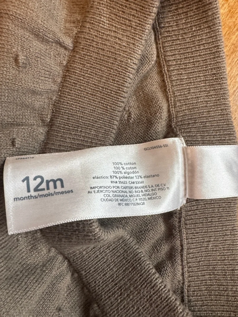 Carters Knit pants 12 months brown spring cotton unisex Swiss dot
